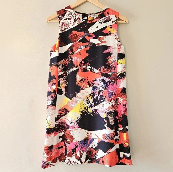 Kenzo Women's Sleeveless Colorful Abstract Boho Artistic Classic Mini Dress 36. - Picture 2 of 11